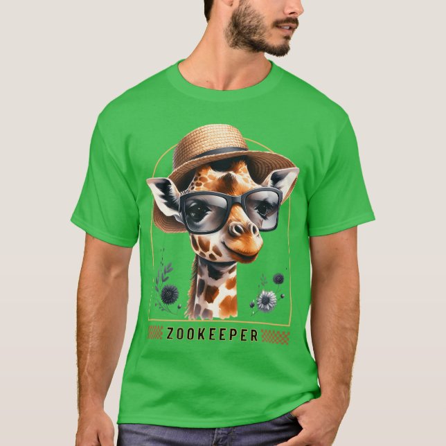 Zookeeper Giraffe Safari Zoo Keepeer - print 1 T-Shirt (Front)