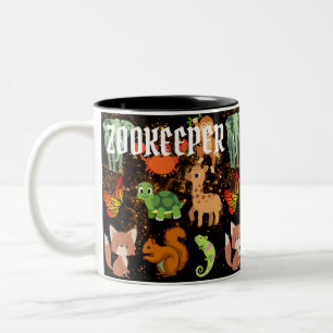 Zookeeper Safari Wildlife Cute African Animals Two-Tone Coffee Mug
