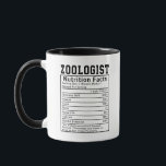 Zoologist Nutrition Facts Design – Nature Lover’s Mug<br><div class="desc">Celebrate your love for animals and science with this funny Zoologist Nutrition Facts design! Perfect for wildlife biologists, animal lovers, conservationists, or anyone passionate about the natural world. Featuring a playful parody of a nutrition label, it highlights the “essential ingredients” every zoologist needs—like curiosity, fieldwork, caffeine, and a whole lot...</div>