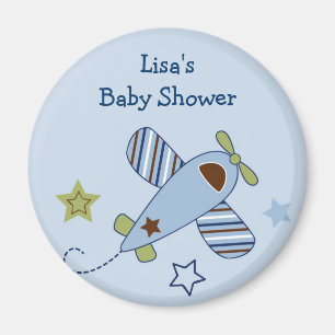 Zoom Along Aeroplane Baby Shower Favour Magnets