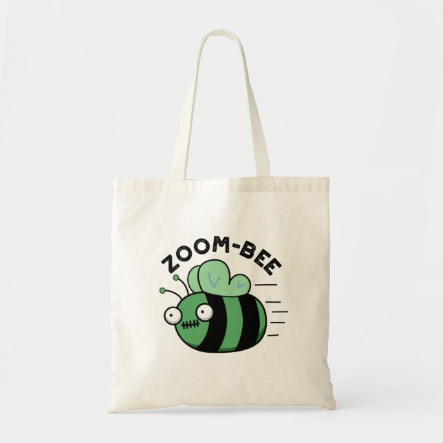 Zoom-bee Funny Halloween Zombie Bee Pun Tote Bag (Front)