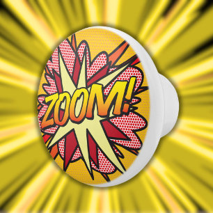 ZOOM Fun Retro Comic Book Pop Art Ceramic Knob