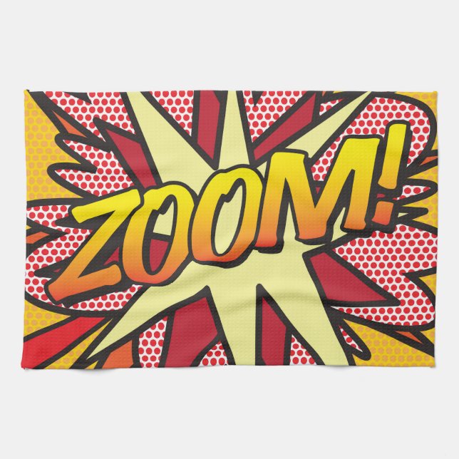 ZOOM Fun Retro Comic Book Pop Art Tea Towel (Horizontal)