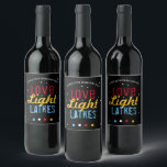 Zoom Hanukkah Party Love Light Latkes Funny Quote Wine Label<br><div class="desc">Holding a ZOOM Hanukkah / Chanukah party this year? Get everyone into the Holiday spirit with these custom wine labels! This Love Light Latkes Black Hanukkah Funny Quote design will brighten up your family Hanukkah Party in-person and especially if it is online! Order one for every participant. This colourful, humourous...</div>