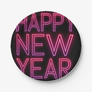 Zoom In Purple Gradient New Year Paper Plate