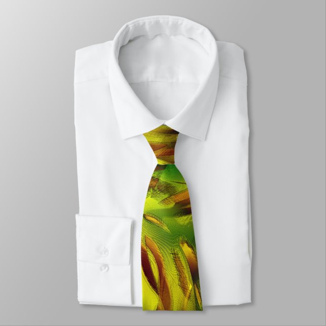 Zoom very scratched greenish yellow torn clippings tie (Tied)