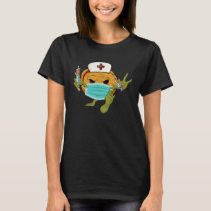 Zoombie Pumpkin Nurse Jackolantern Mask Vaccine Ha T-Shirt