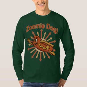 Zoomie Dog Flying Hot Dog Cartoon – Fun Retro T-Shirt