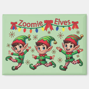Zoomie Elves Christmas Magnet