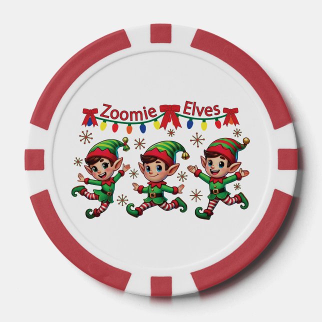 Zoomie Elves Christmas Poker Chips (Front)