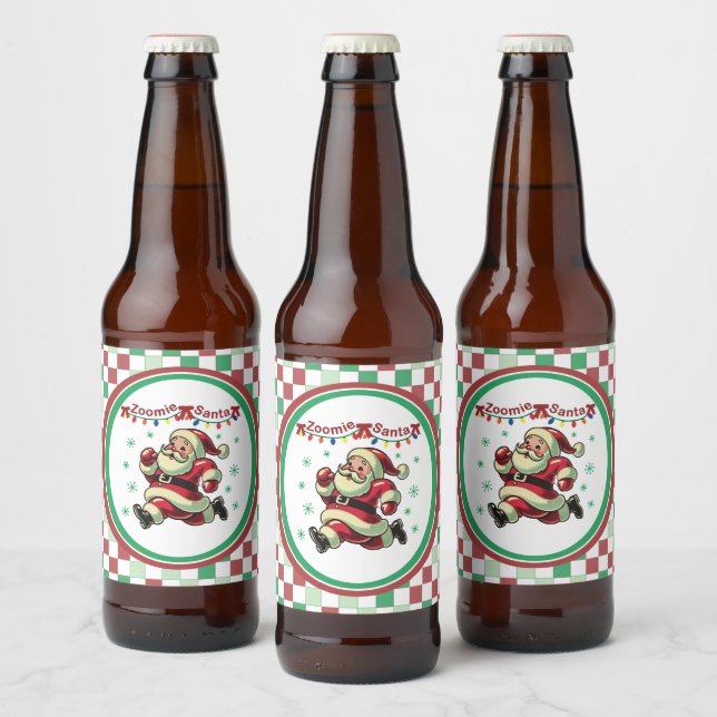 Zoomie Santa Christmas Beer Bottle Label (Bottles)