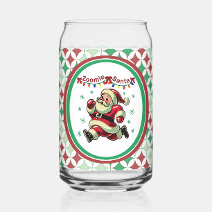 Zoomie Santa Christmas Can Glass