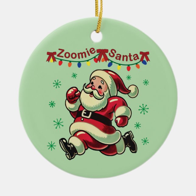 Zoomie Santa Christmas Ceramic Tree Decoration (Front)