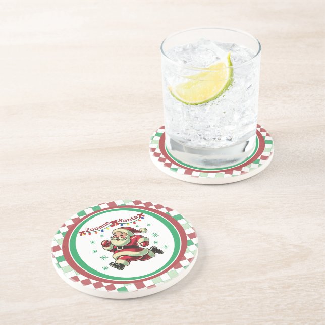 Zoomie Santa Christmas Coaster (Side)