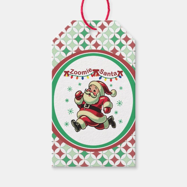 Zoomie Santa Christmas Gift Tags (Front)