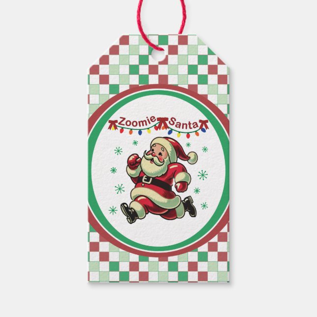 Zoomie Santa Christmas Gift Tags (Front)
