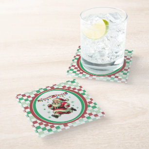 Zoomie Santa Christmas Glass Coaster