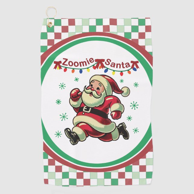 Zoomie Santa Christmas Golf Towel (Front)