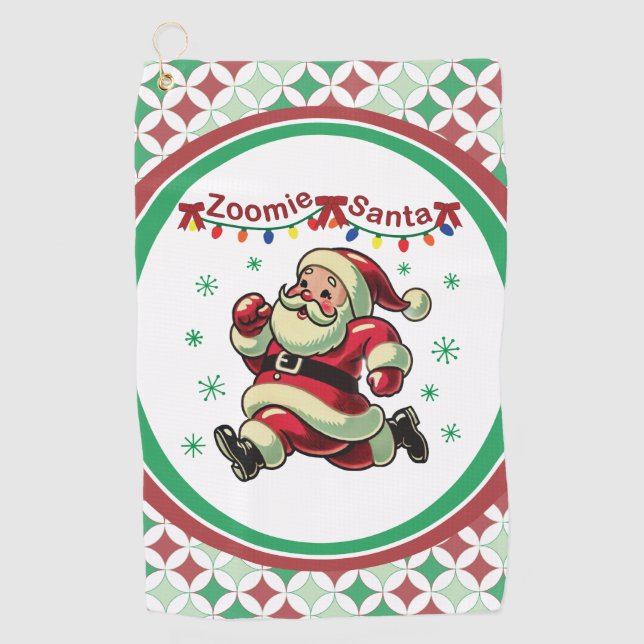 Zoomie Santa Christmas Golf Towel (Front)
