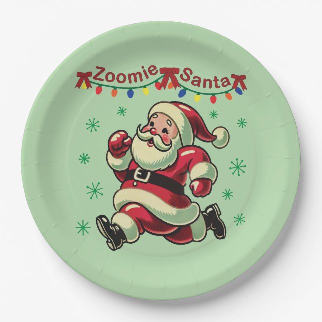 Zoomie Santa Christmas Paper Plate (Front)