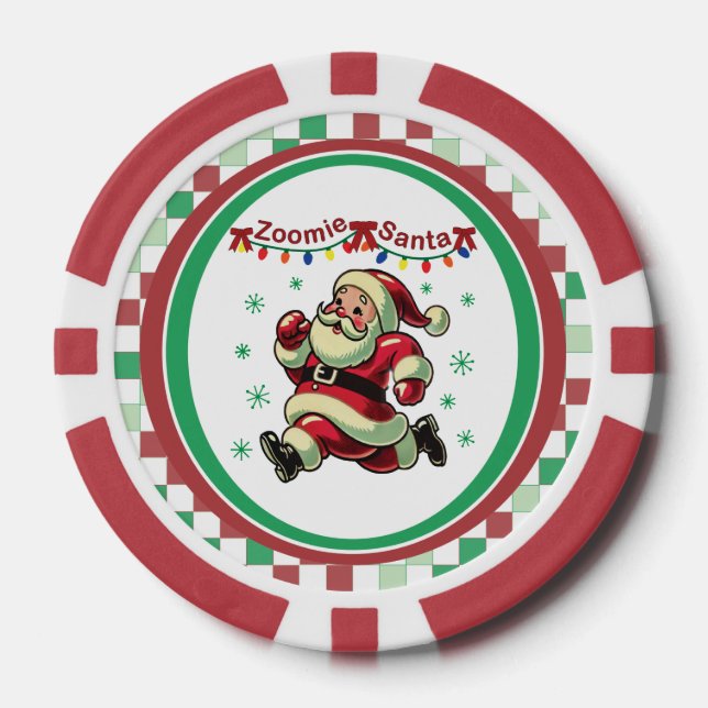Zoomie Santa Christmas Poker Chips (Front)