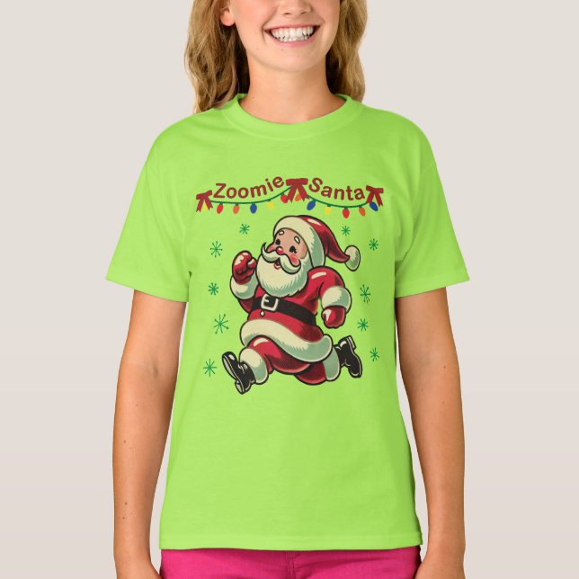 Zoomie Santa Christmas T-Shirt (Front)