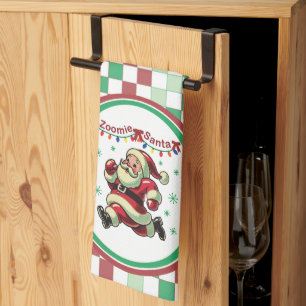 Zoomie Santa Christmas Tea Towel