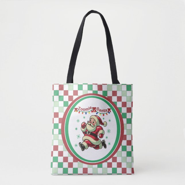 Zoomie Santa Christmas Tote Bag (Front)