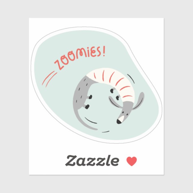 zoomies cute illustrated grey dog mint sticker (Sheet)