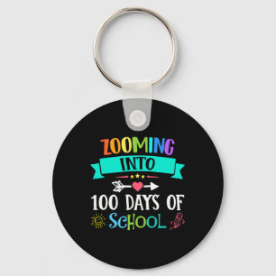 Zooming Into 100 Days Of School Teacher Kids Gift  Key Ring