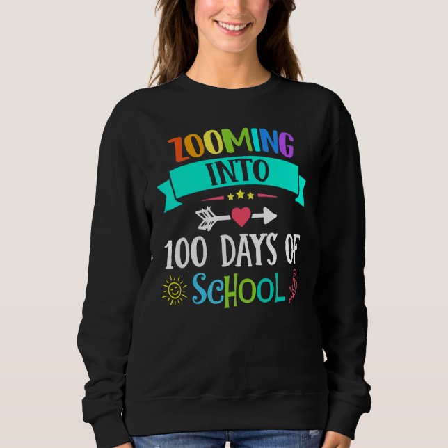 Zooming Into 100 Days Of School Teacher Kids   Sweatshirt (Front)