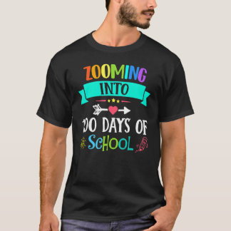 Zooming Into 100 Days Of School Teacher Kids   T-Shirt