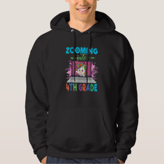 Zooming Into 4th Grade  Unicorn Virtual Back To Sc Hoodie