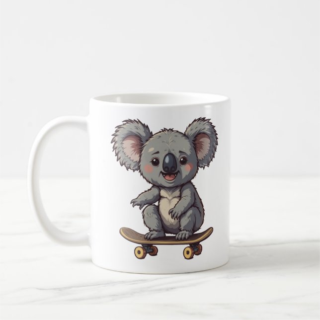 Zooming Koala on Wheels Coffee Mug (Left)
