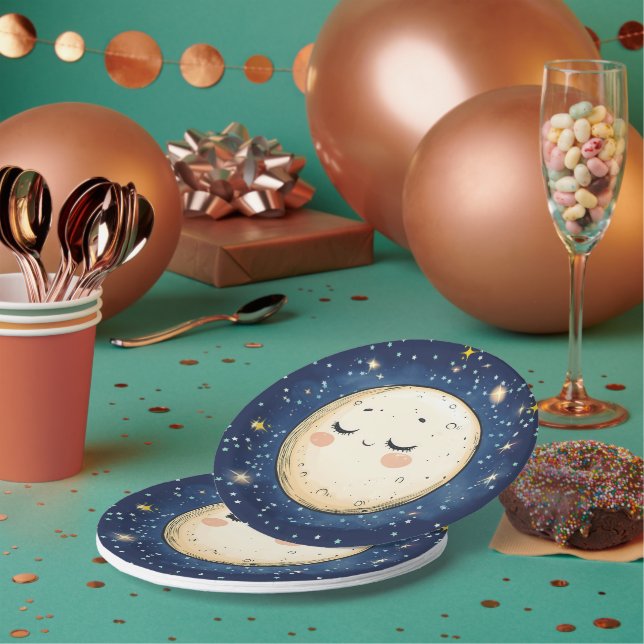 Zooming to the Moon Paper Plate (Multi)