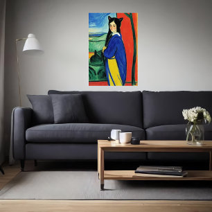 Zoomorphic lady with cat ears AI Art Poster