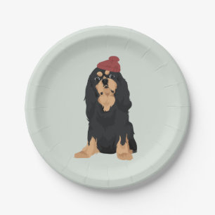 Zora The Black & Tan Cavalier King Charles Spaniel Paper Plate