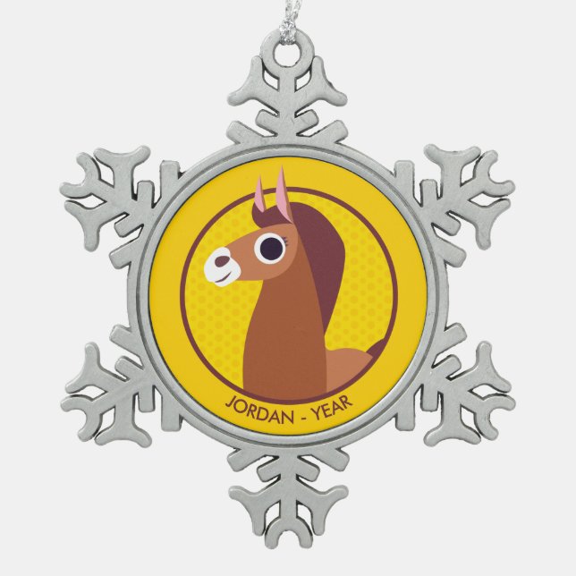 Zora the Horse Snowflake Pewter Christmas Ornament (Front)