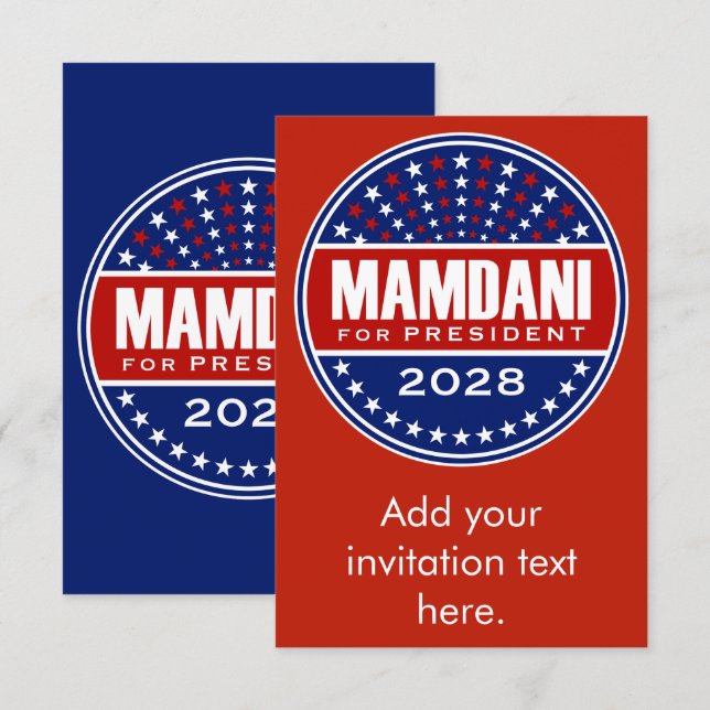  Zorhan Mamdami for President 2028 (Front/Back)