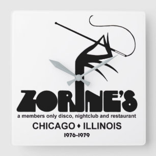 Zorine's Restaurant Disco Nightclub, Chicago, IL Square Wall Clock