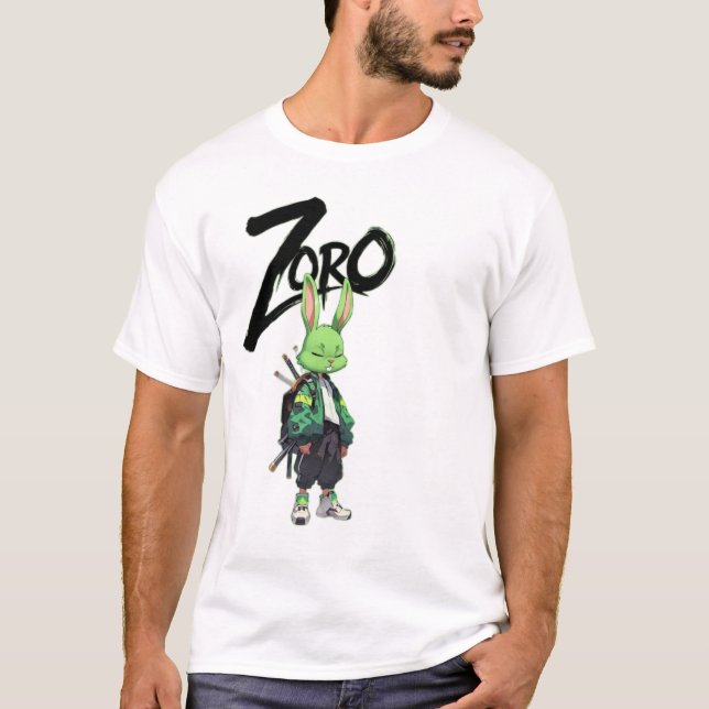 Zoro Anime Rabbit Warrior Graphic T-Shirt (Front)