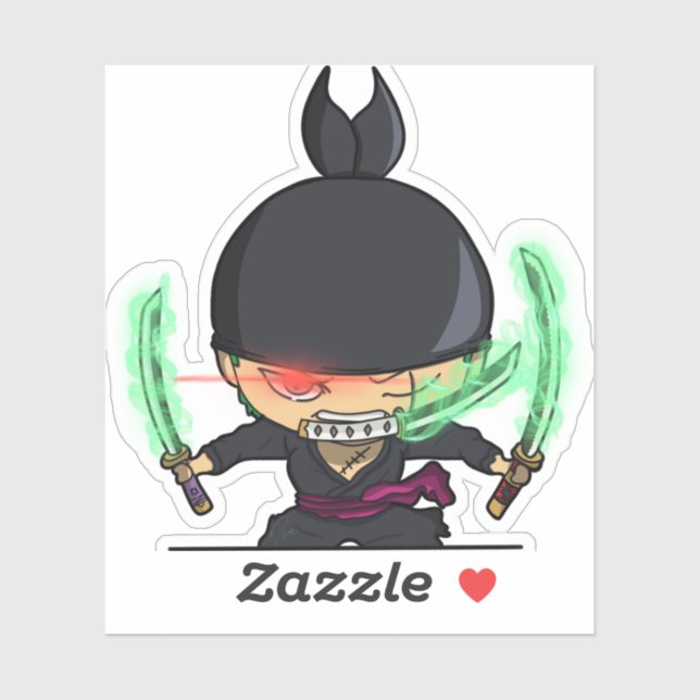 Zoro one piece chibi style anime Sticker (Sheet)