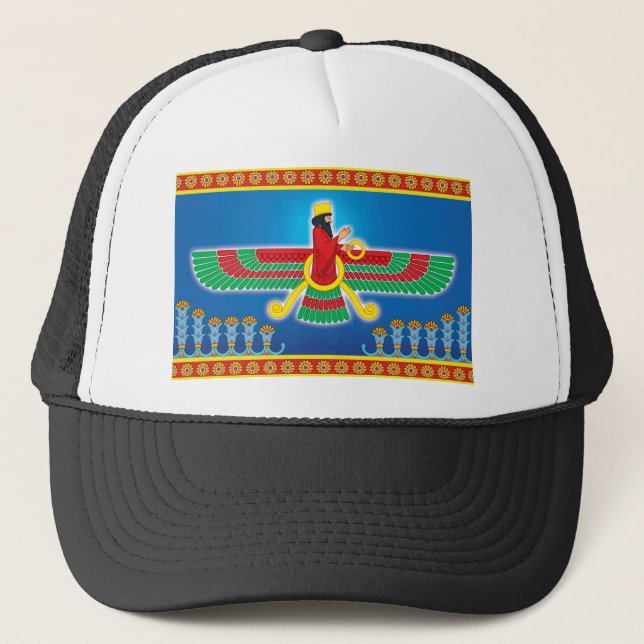 Zoroastrian Persian Faravahar Trucker Hat (Front)