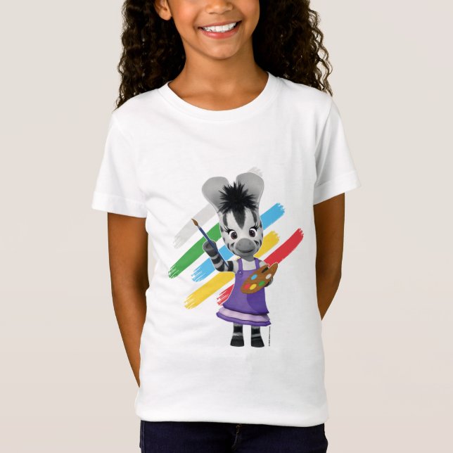 ZOU Adorable Girl Painting Zebra T-Shirt (Front)