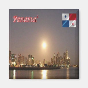 zPA004 PANAMA By Night, Skyline, America, Fridge Magnet
