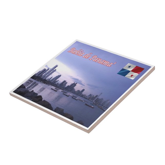zPA010 PANAMA Bay at Night, America, Tile (Side)