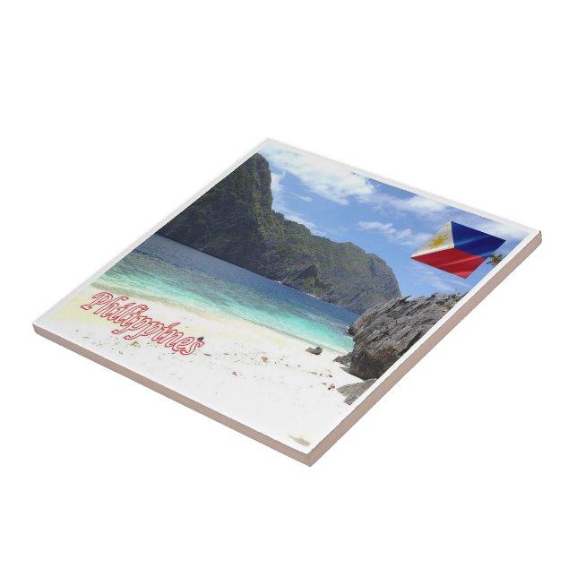 zPH005 beach of MATINLOC ISLAND Philippines Tile (Side)