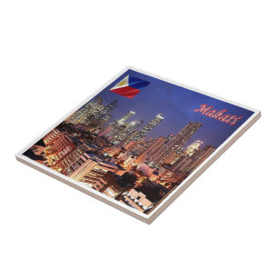 zPH009 MAKATI, City By Night, Philippines, Tile