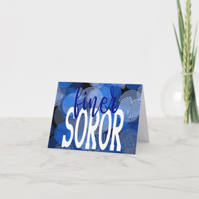 ZphiB Inspired Blue and White Finer Soror Thank You Card (Front)