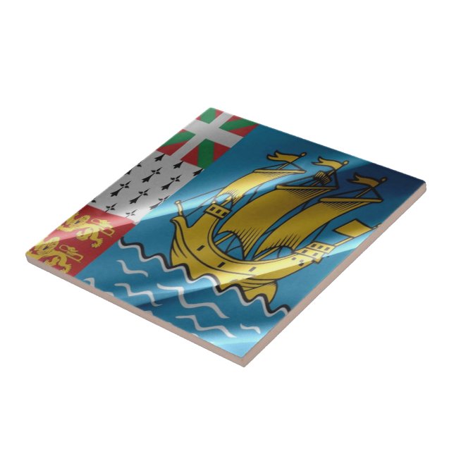 zPM002 SAINT PIERRE And MIQUELON, Waving Flag, Tile (Side)